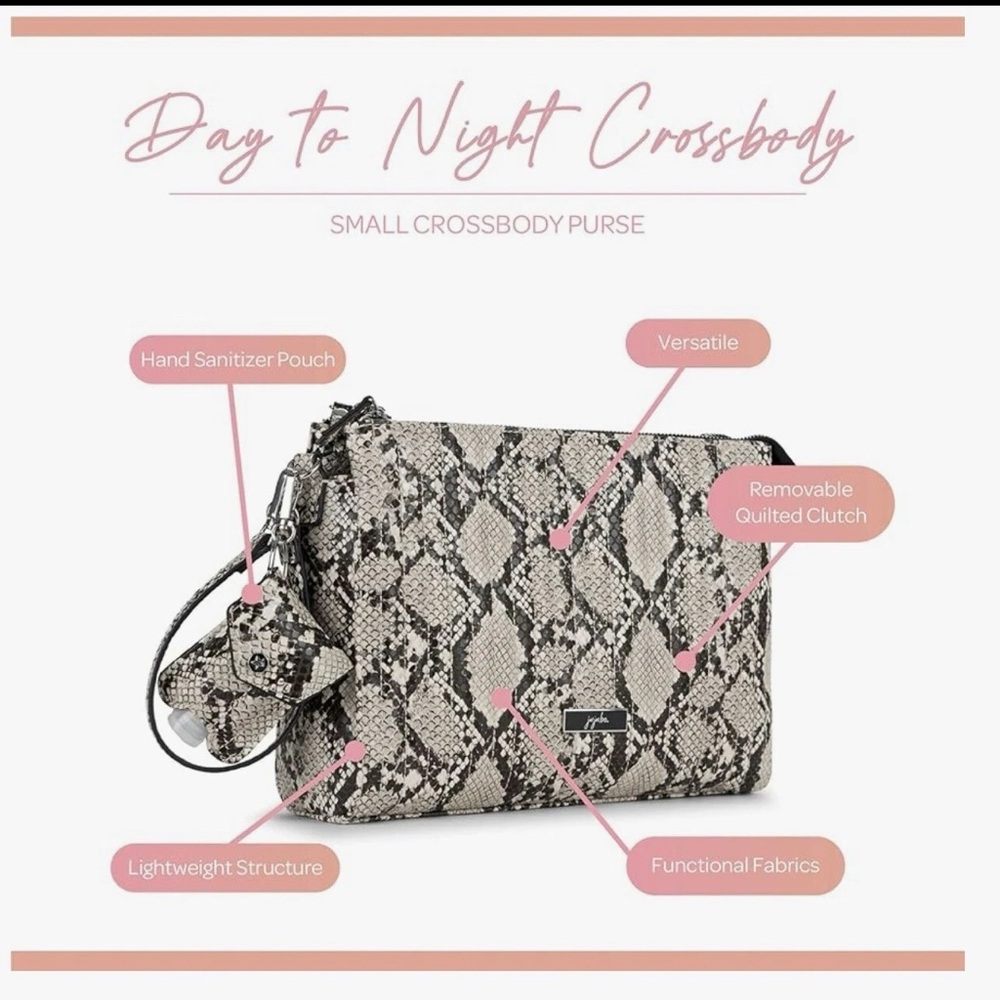 NEW -Ju-Ju-Be Snake Print Crossbody Bag (day to night)